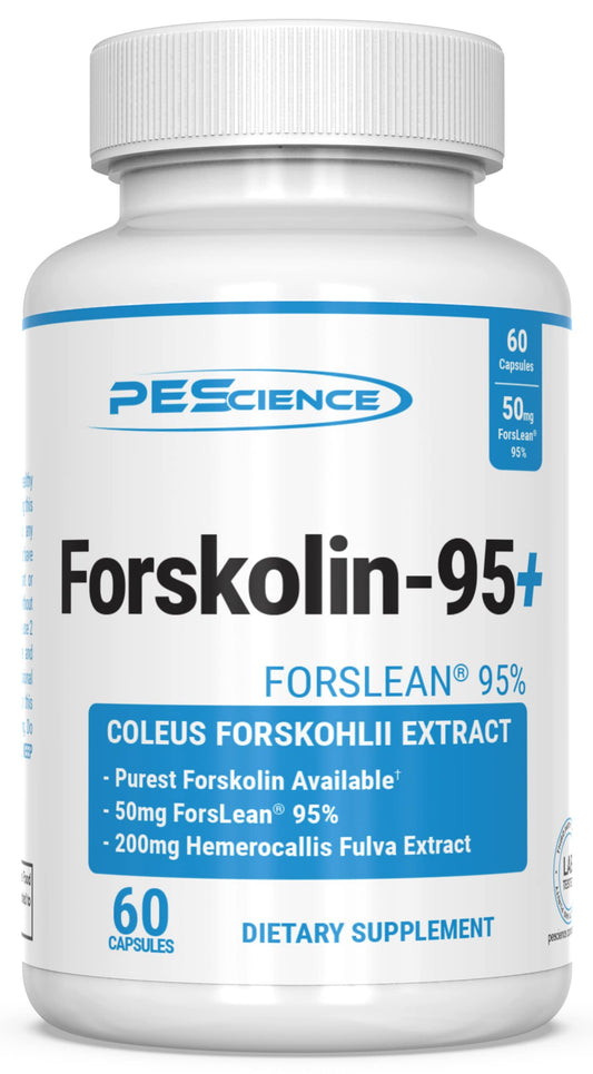 PEScience Forskolin Capsules bottle with 95% Forskolin extract from Coleus Forskohlii, 50mg, 60-count