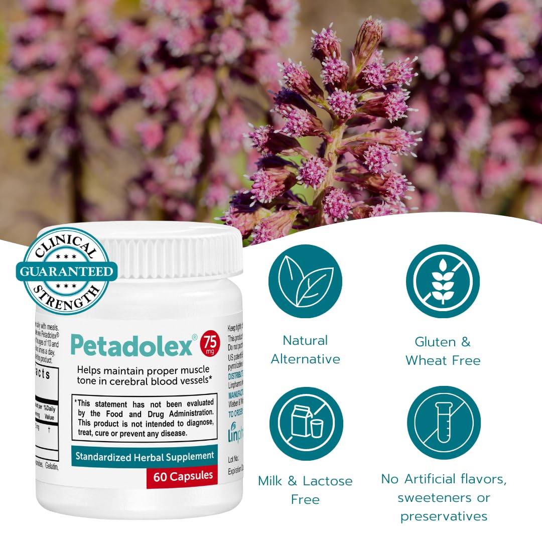 Petasin at least 15% in Petadolex butterbur capsules