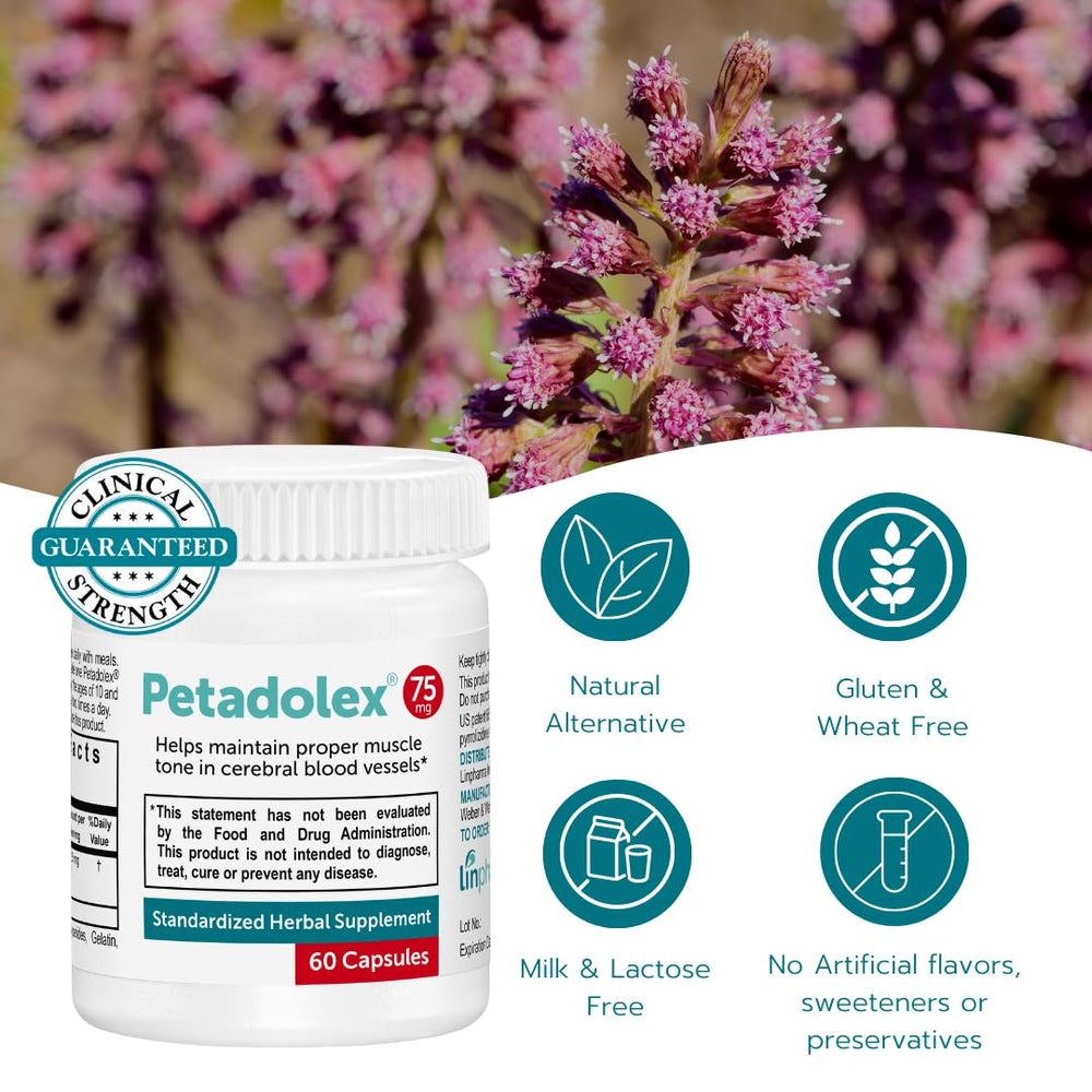 Petasin at least 15% in Petadolex butterbur capsules