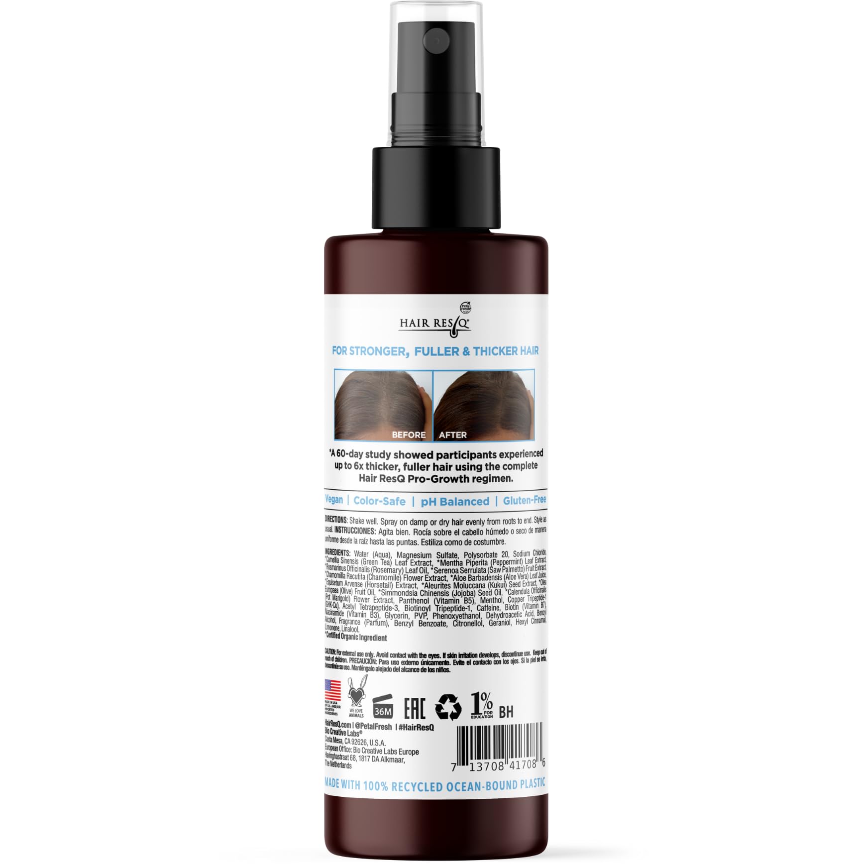 Hair ResQ spray mist on damp hair demonstrating instant lift and volume