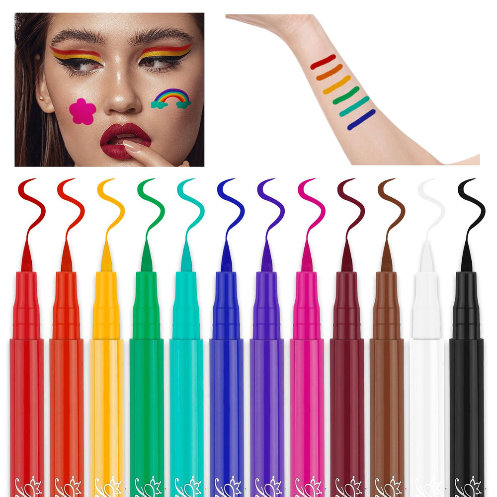 Petansy 12 color matte liquid eyeliner set with bold hues for daily or stage looks