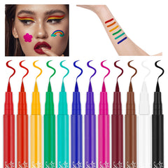 Petansy 12 color matte liquid eyeliner set with bold hues for daily or stage looks