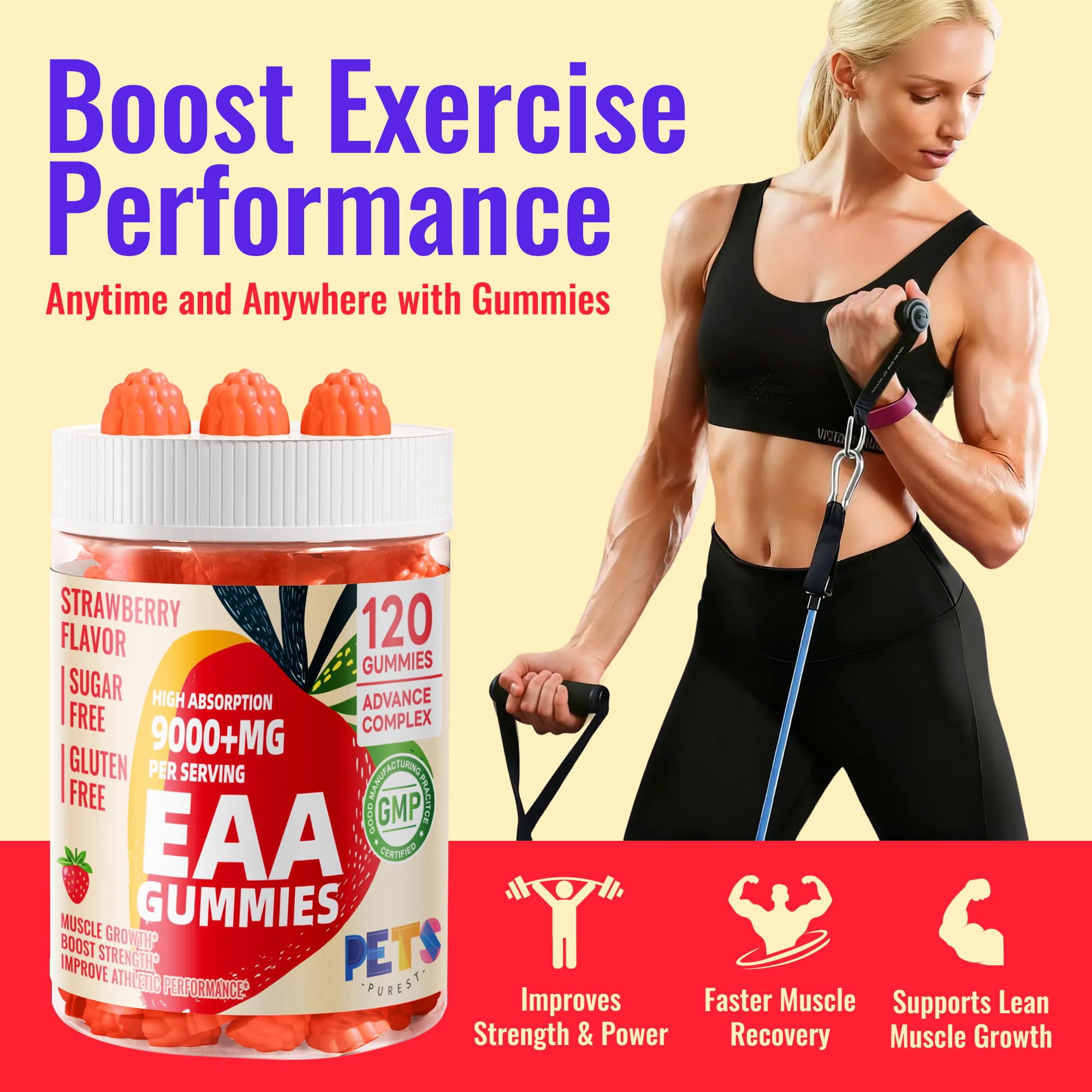All 9 essential amino acids and BCAAs on product packaging
