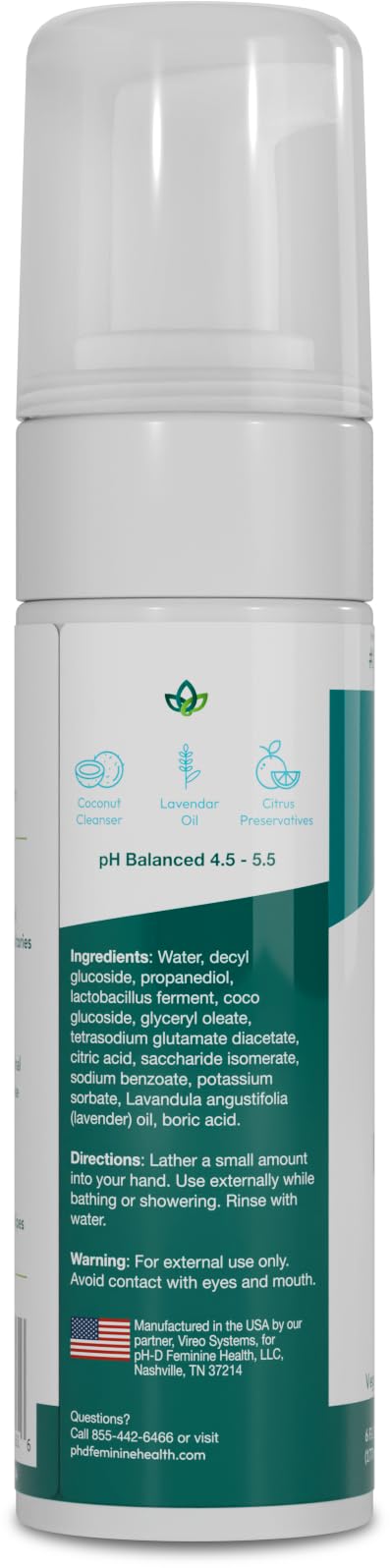 Daily-use-ready bottle of pH-D Boric Acid Foam Wash