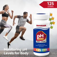 Dip a pH test strip into a saliva sample