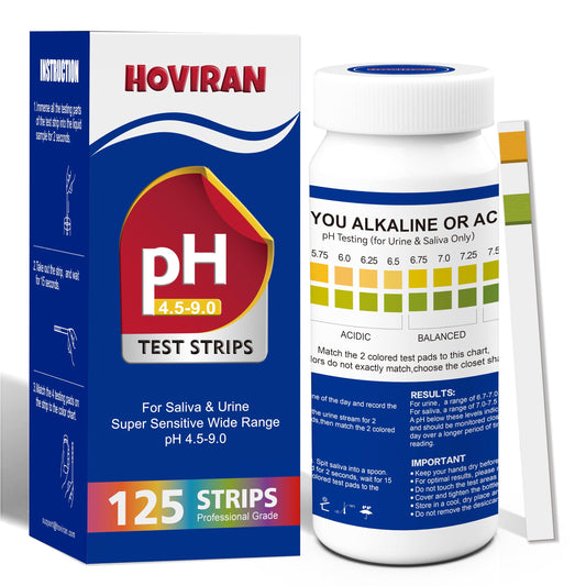 Urine and saliva pH test strips kit with 125 strips