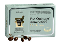 Front view of Pharma Nord Bio-Quinone Gold CoQ10 100mg bottle with 60 softgels
