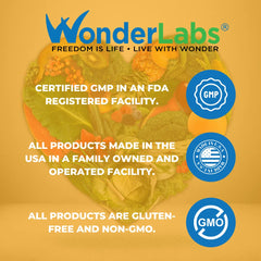 Badge indicating pharmaceutical-grade, sugar-free, gluten-free, non-GMO