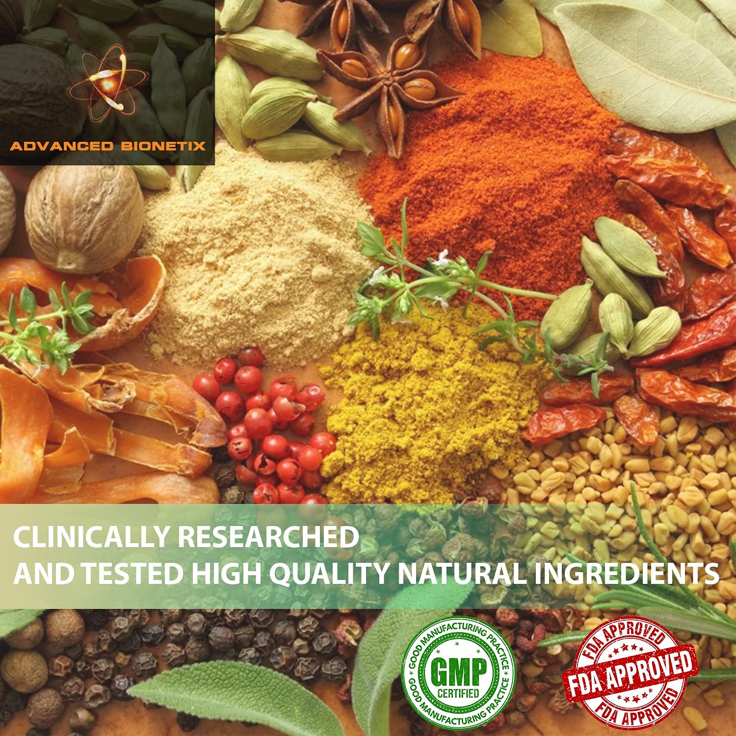 GMP-certified manufacturing insignia and quality assurance on the packaging