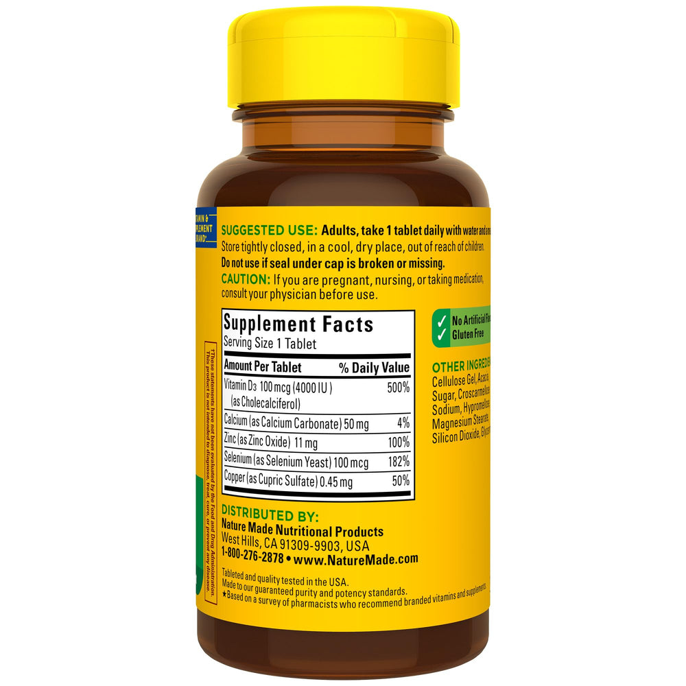 Label indicating pharmacist-recommended vitamin brand