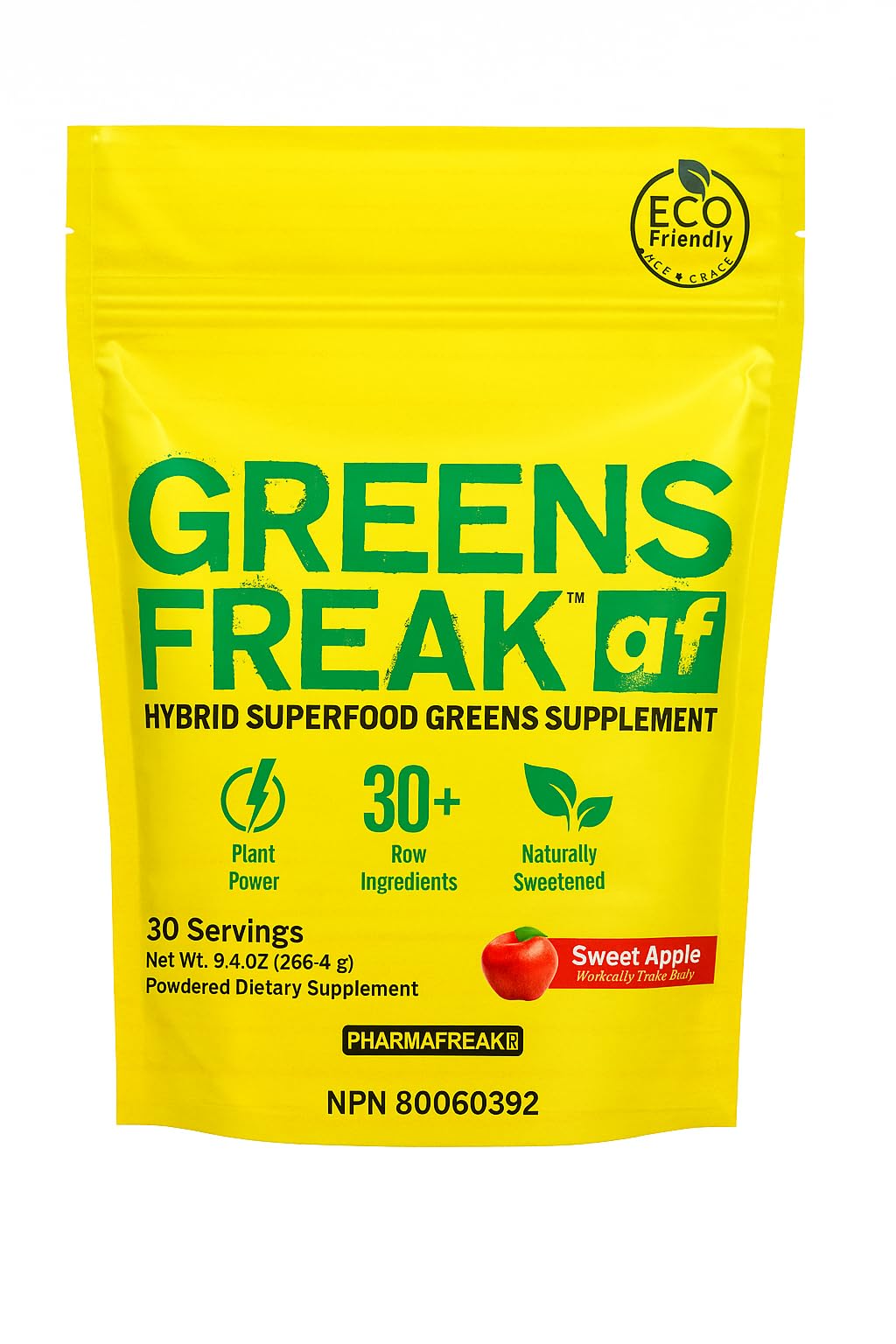 Hero image for Pharmafreak Greens Freak in eco-friendly Sweet Apple pouch