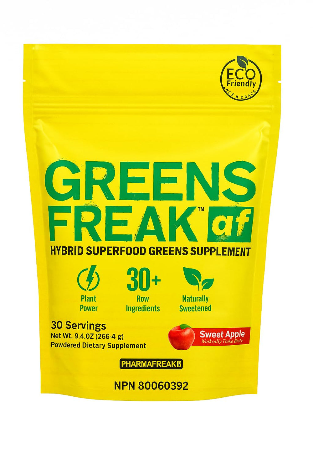 Hero image for Pharmafreak Greens Freak in eco-friendly Sweet Apple pouch