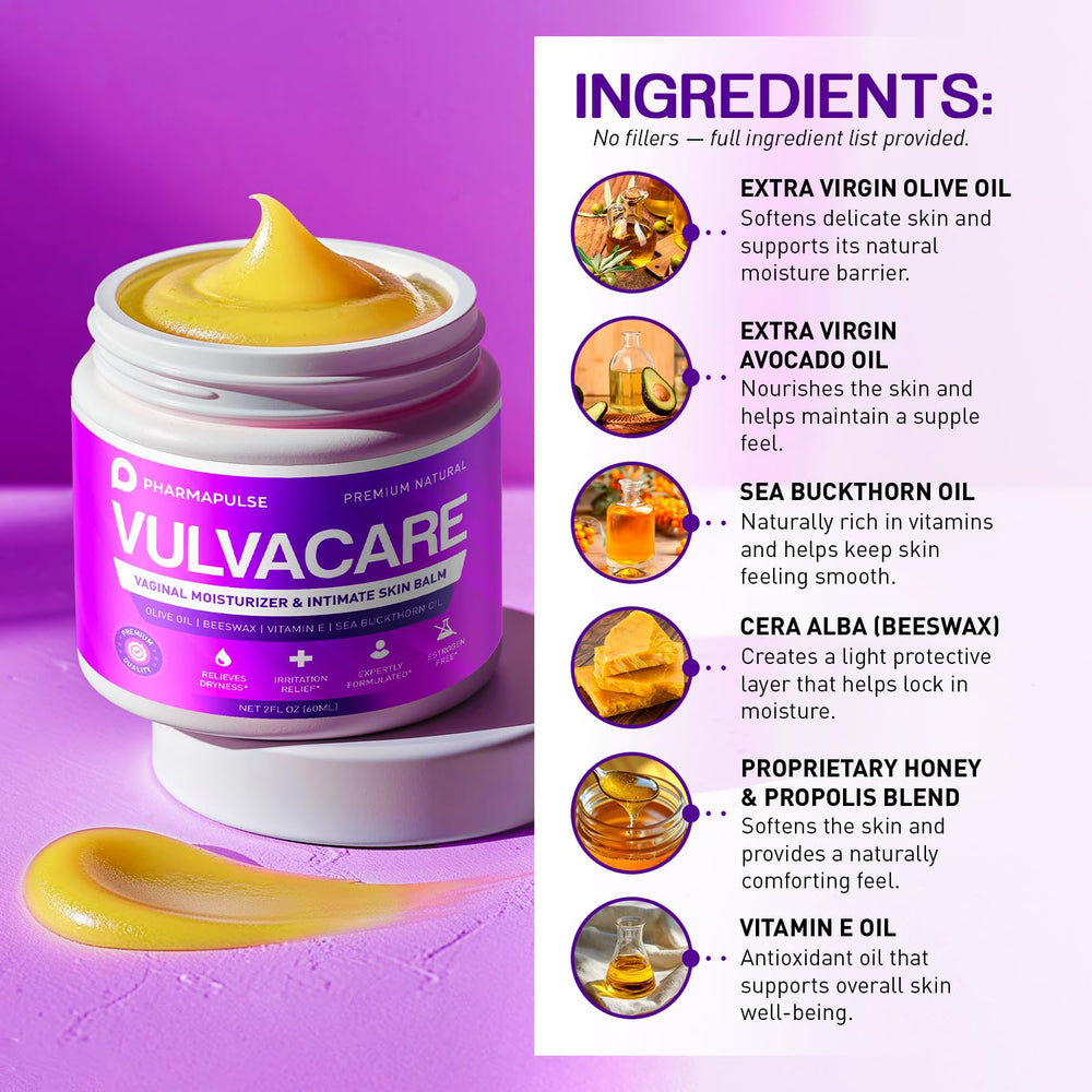 Pharmapulse ingredient safety label highlights hormone-free, fragrance-free formulation.
