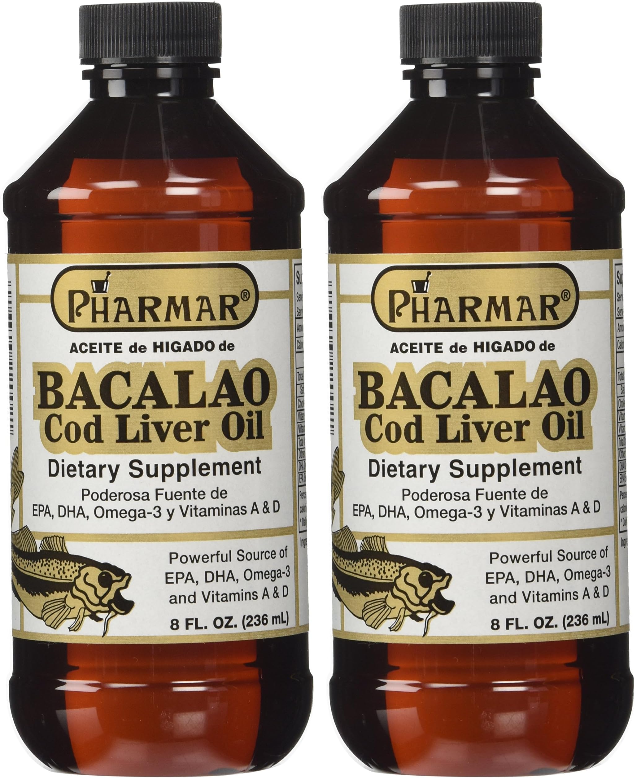 Pharmark Cod Liver Oil 8 oz bottle – Pack of 2 front view