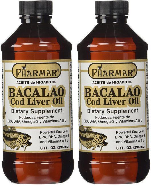 Pharmark Cod Liver Oil 8 oz bottle – Pack of 2 front view
