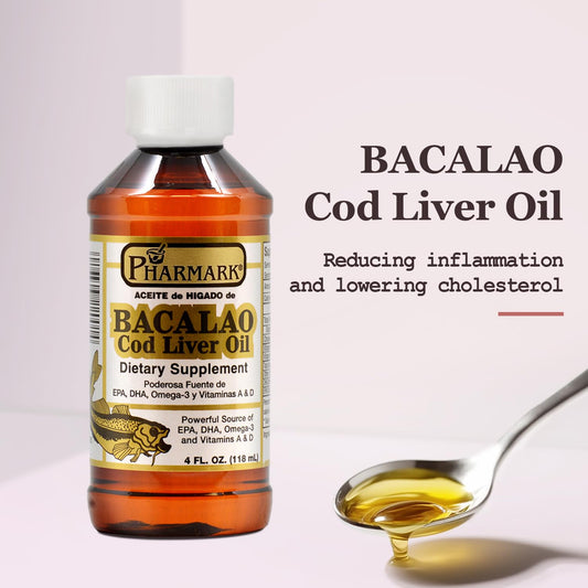 Two Pharmark Cod Liver Oil 8 oz bottles together