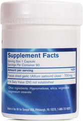 Pharmax Garlic Freeze Dried bottle back with supplement facts