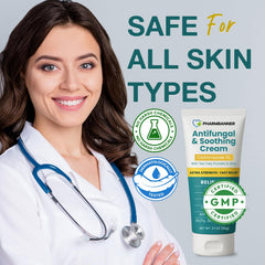 PHARMBANNER cream application on foot highlights daily-use convenience.