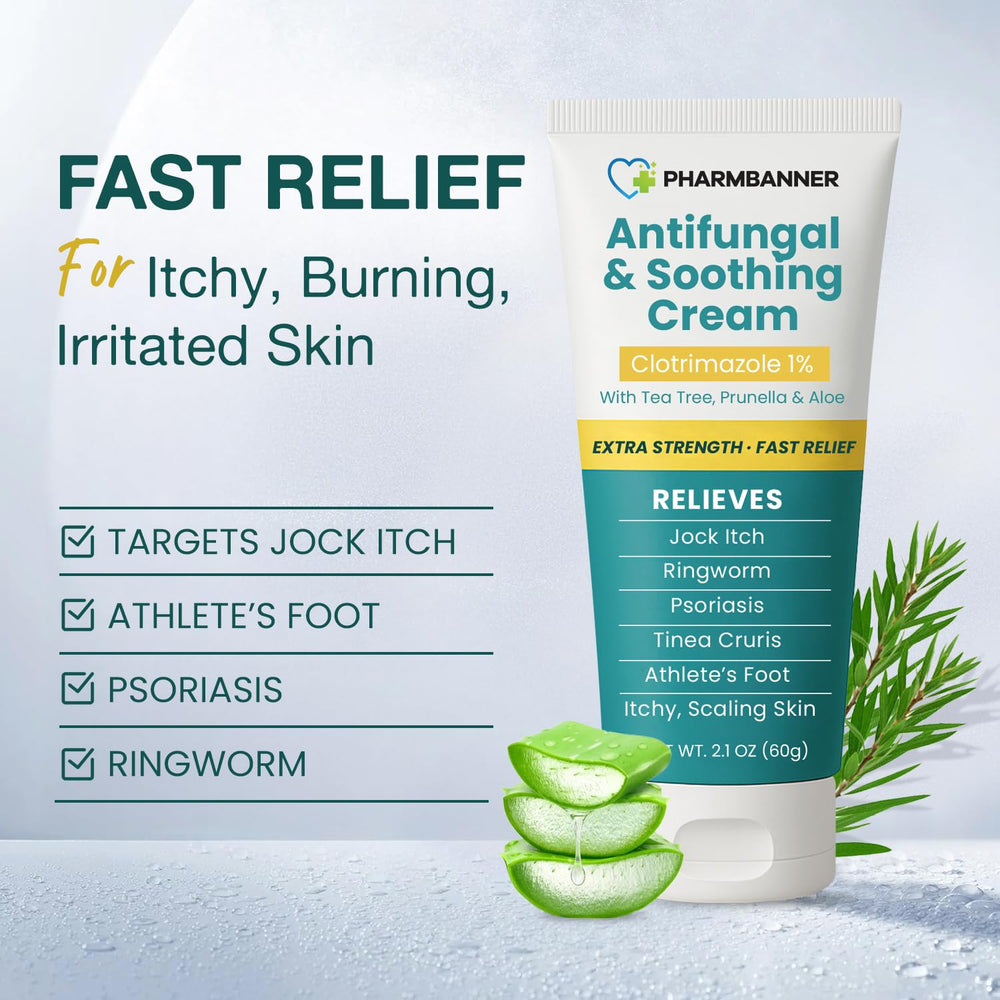 PHARMBANNER packaging showcases extra-strength formula for on-the-go skin comfort.