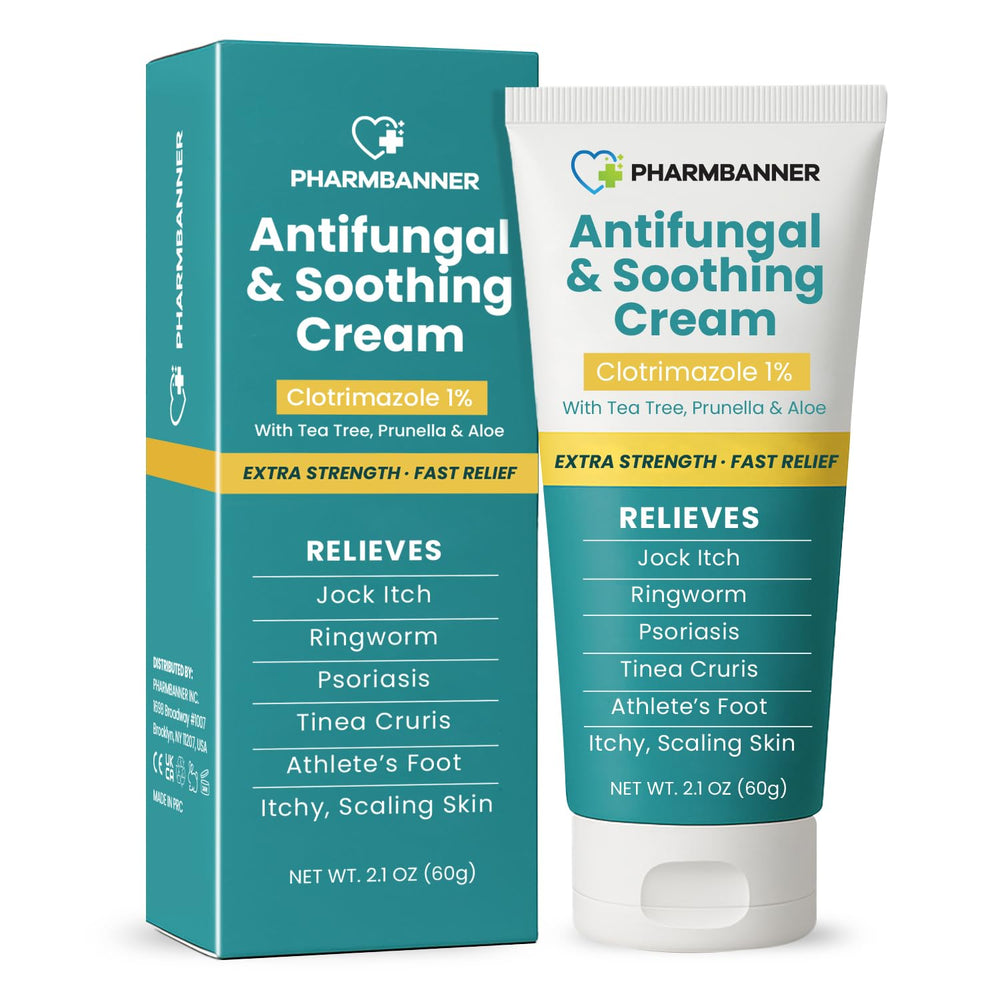PHARMBANNER antifungal cream tube for targeted relief from itchiness and irritation.