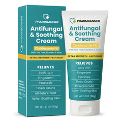 PHARMBANNER antifungal cream tube for targeted relief from itchiness and irritation.