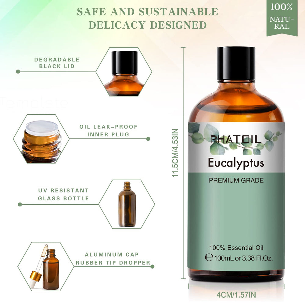 Measuring eucalyptus essential oil with a glass dropper