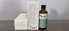 Detail of eucalyptus essential oil bottle label