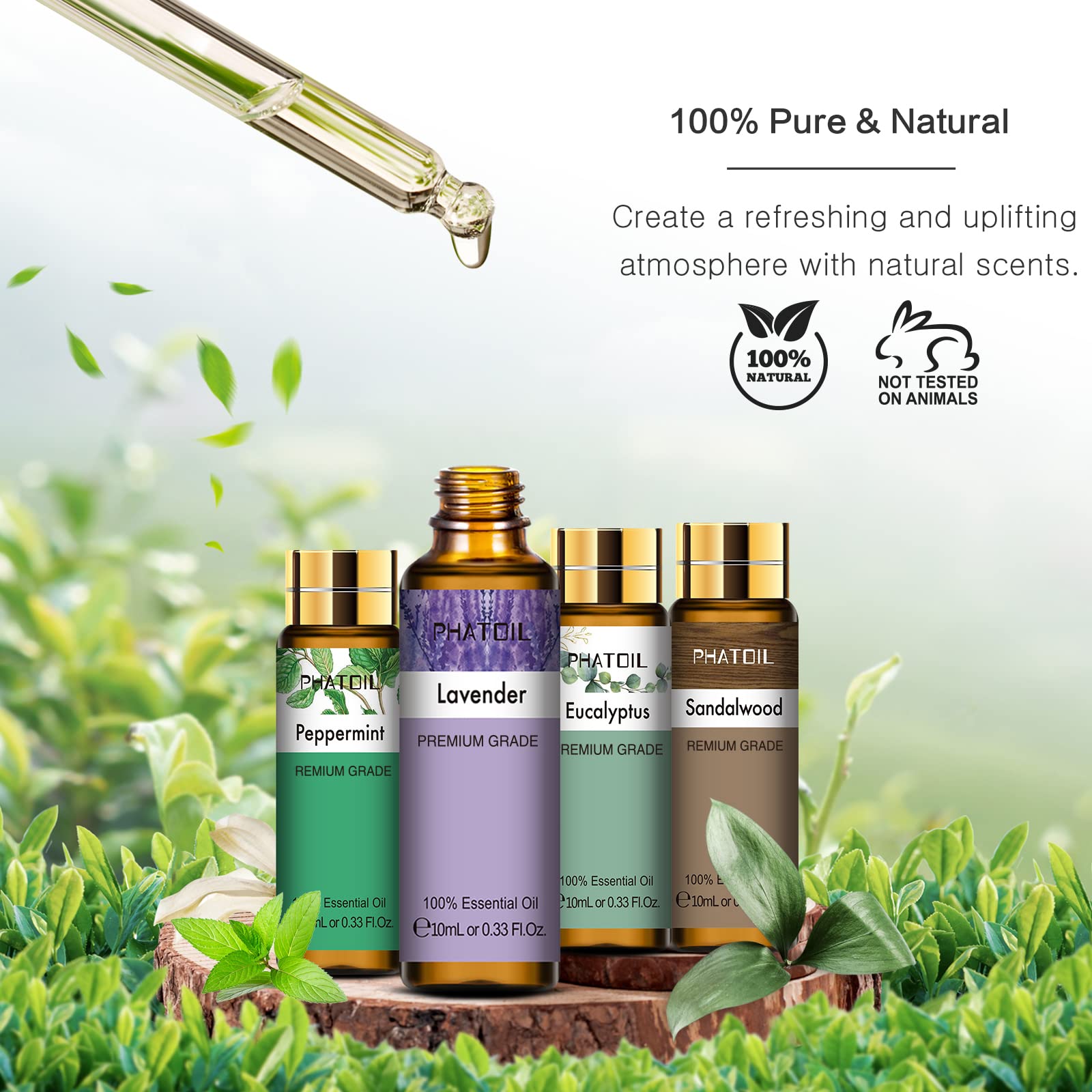PHATOIL 9pcs Sandalwood Essential Oil 10ml