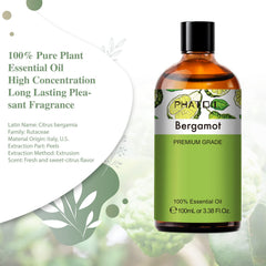Close-up of built-in dropper in bergamot essential oil bottle