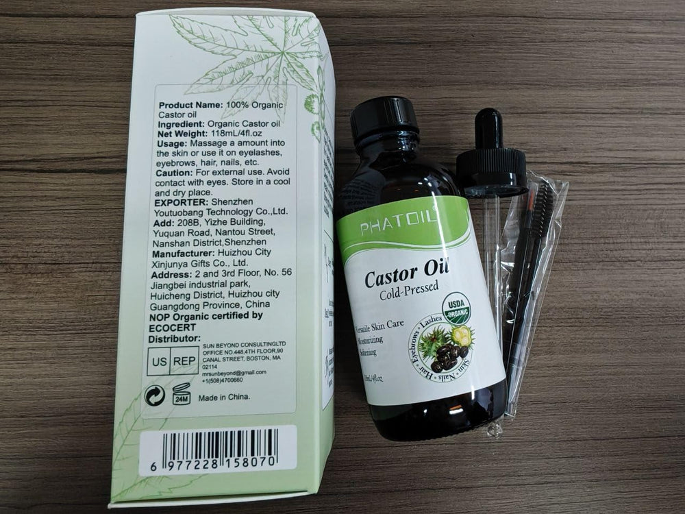 PHATOIL Castor Oil with dual brushes for lashes and brows