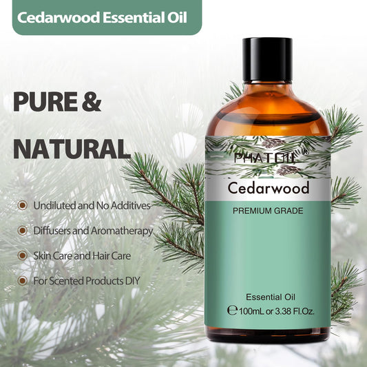 PHATOIL Cedarwood Essential Oil 100mL bottle - close-up