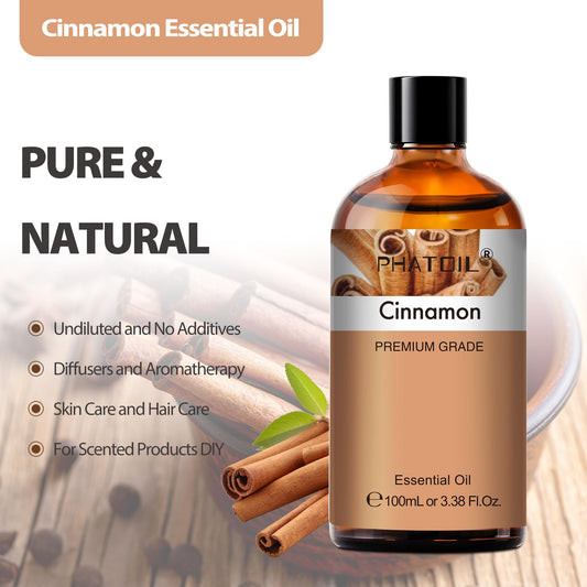 Golden cinnamon essential oil in dropper bottle
