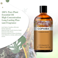Close up of PHATOIL Copaiba essential oil 100ml bottle