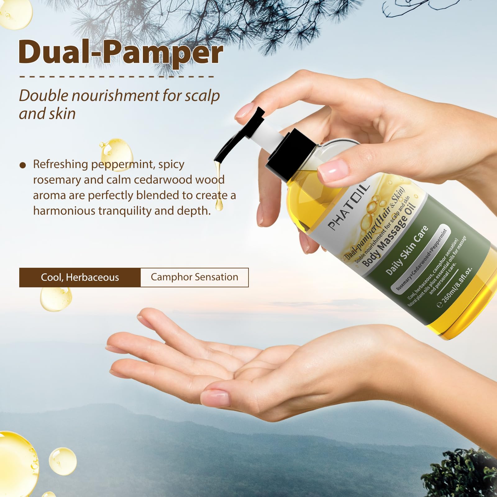 Ingredients: Sweet Almond oil, Sunflower Seed oil, Rosemary, Cedarwood, Peppermint