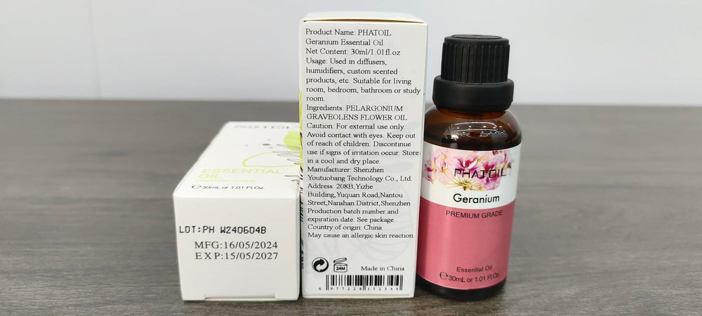 PHATOIL geranium essential oil packaging and branding