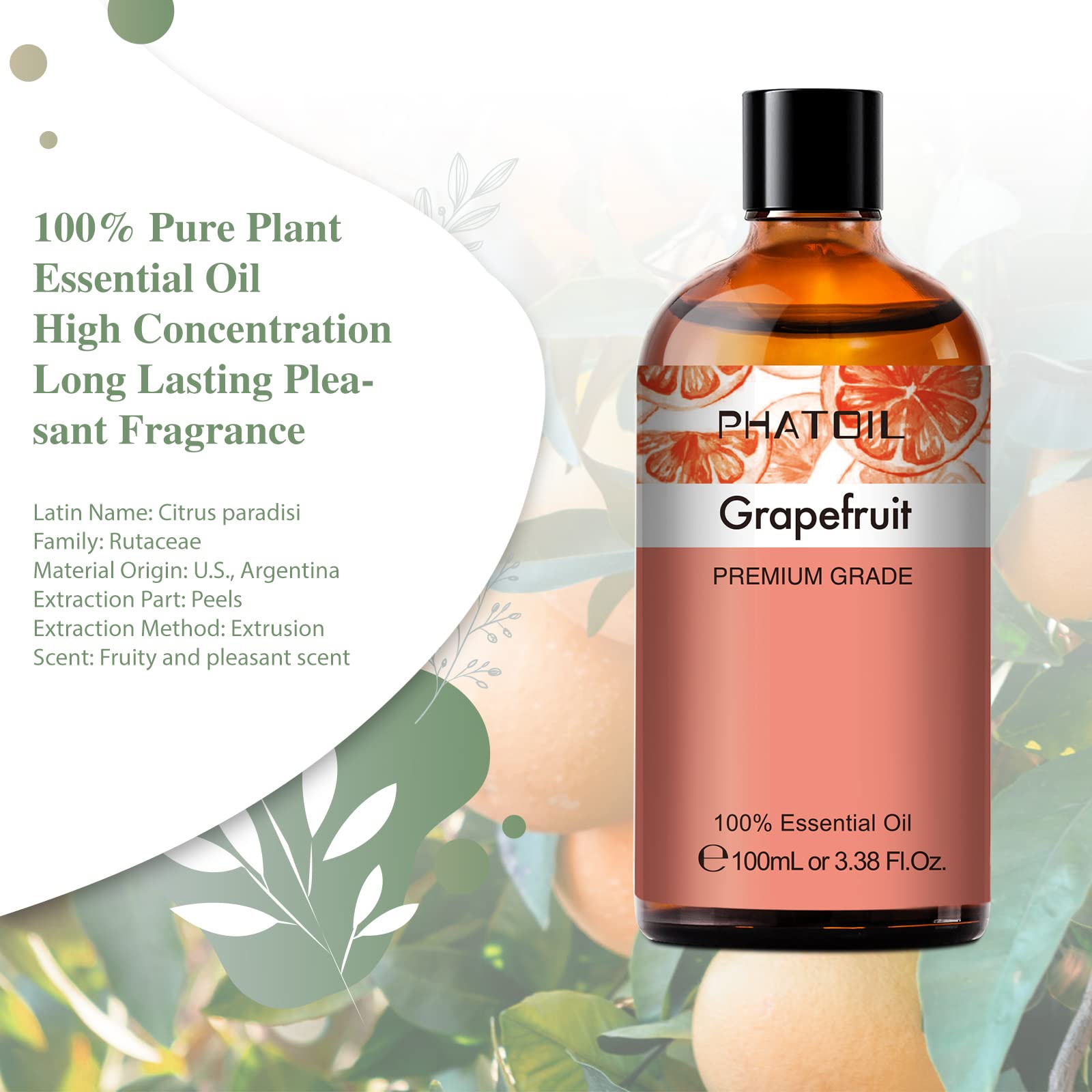 Close-up of glass dropper in grapefruit essential oil bottle