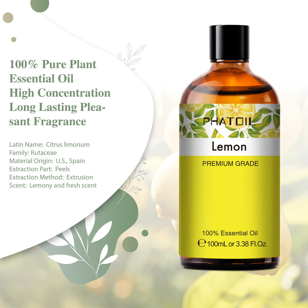 Amber bottle with PHATOIL Lemon Essential Oil and dropper