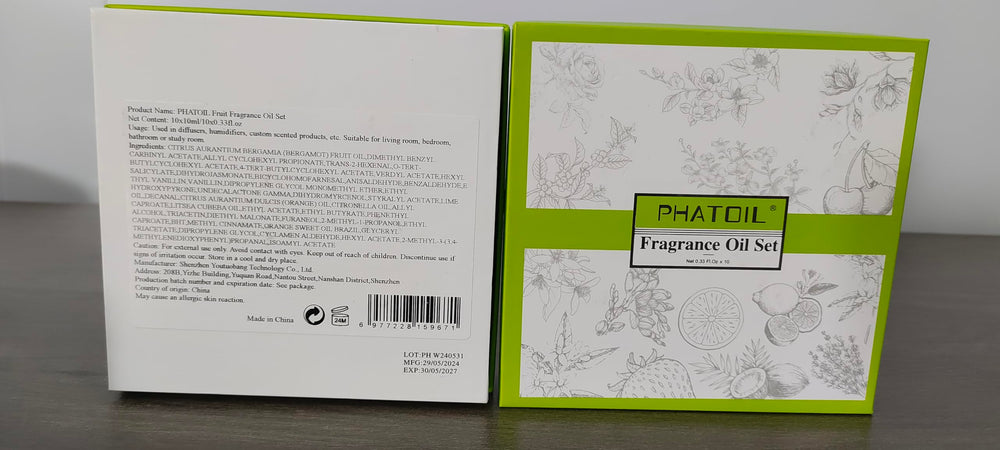 PHATOIL bottle near a diffuser in a kitchen, fresh fruity aroma for spaces