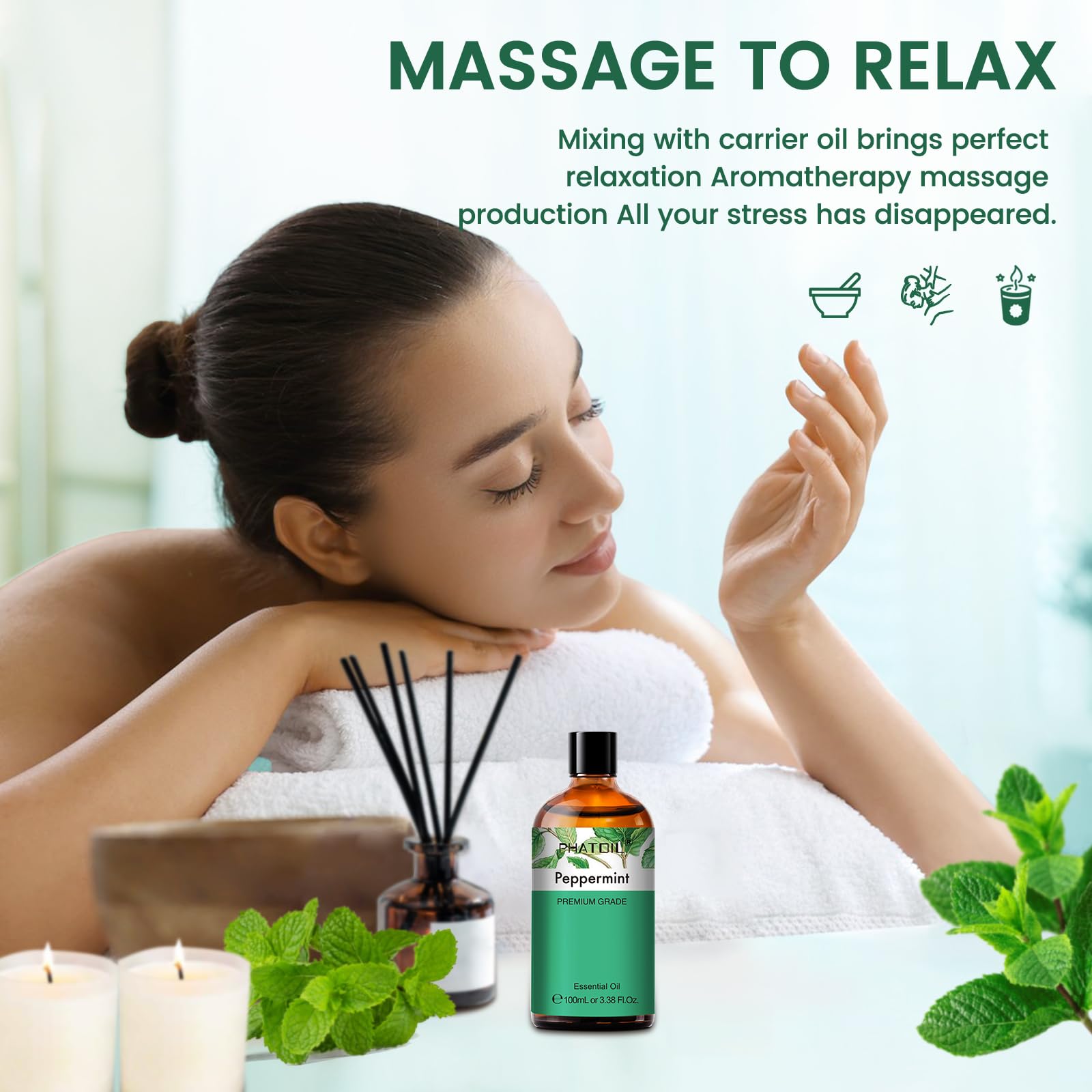 Diffuser-ready peppermint essential oil for aromatherapy