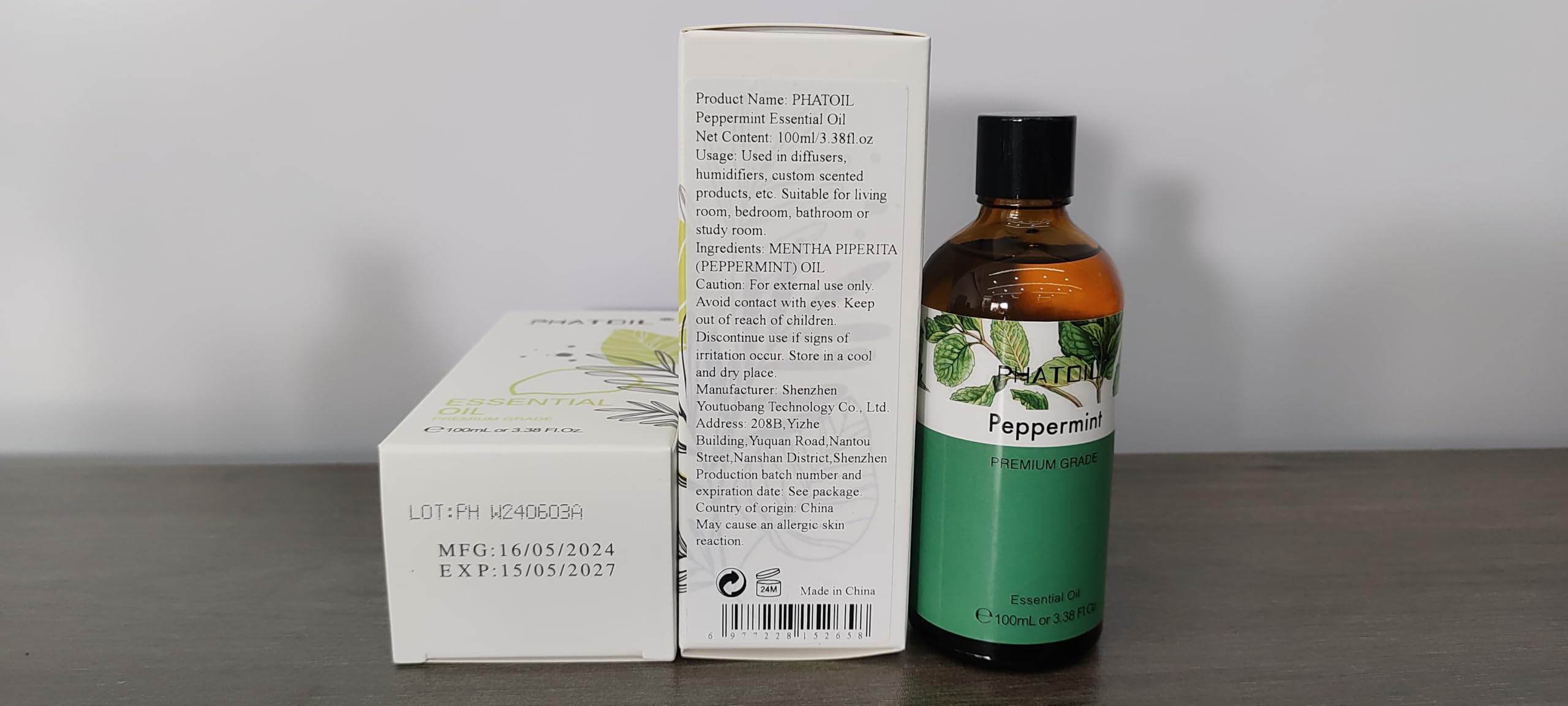 Patch test and dilution guidance for PHATOIL Peppermint Essential Oil