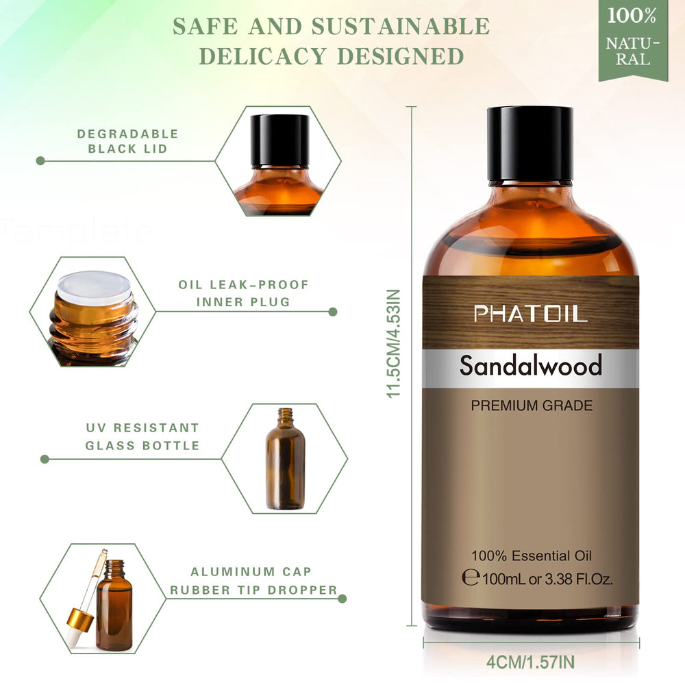 Amber glass bottle with dropper for Sandalwood essential oil