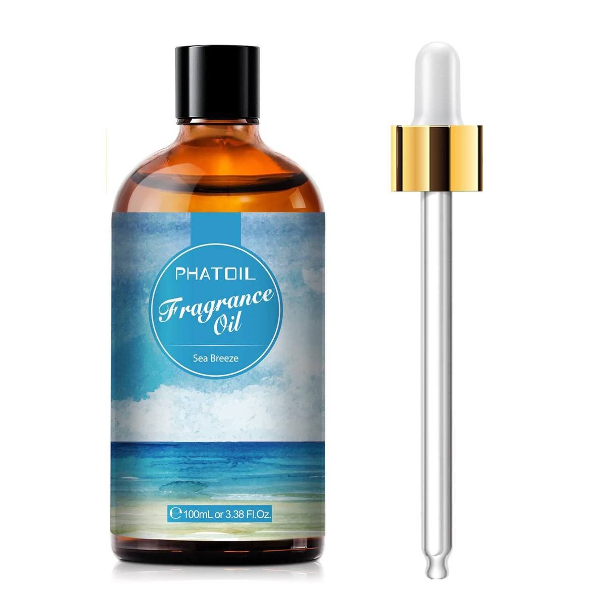 PHATOIL Sea Breeze fragrance oil in a UV-coated glass bottle with a dropper, 100ml