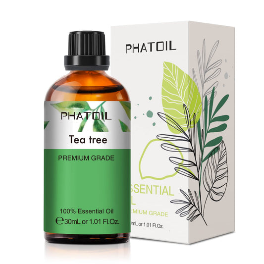 PHATOIL Tea Tree Essential Oil 30ml amber bottle with built-in dropper