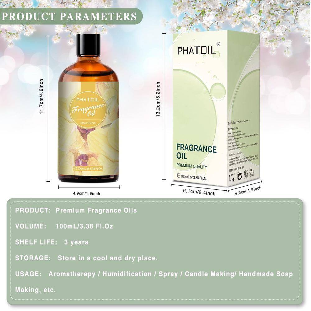 UV-protected glass bottle for Black Orchid fragrance oil