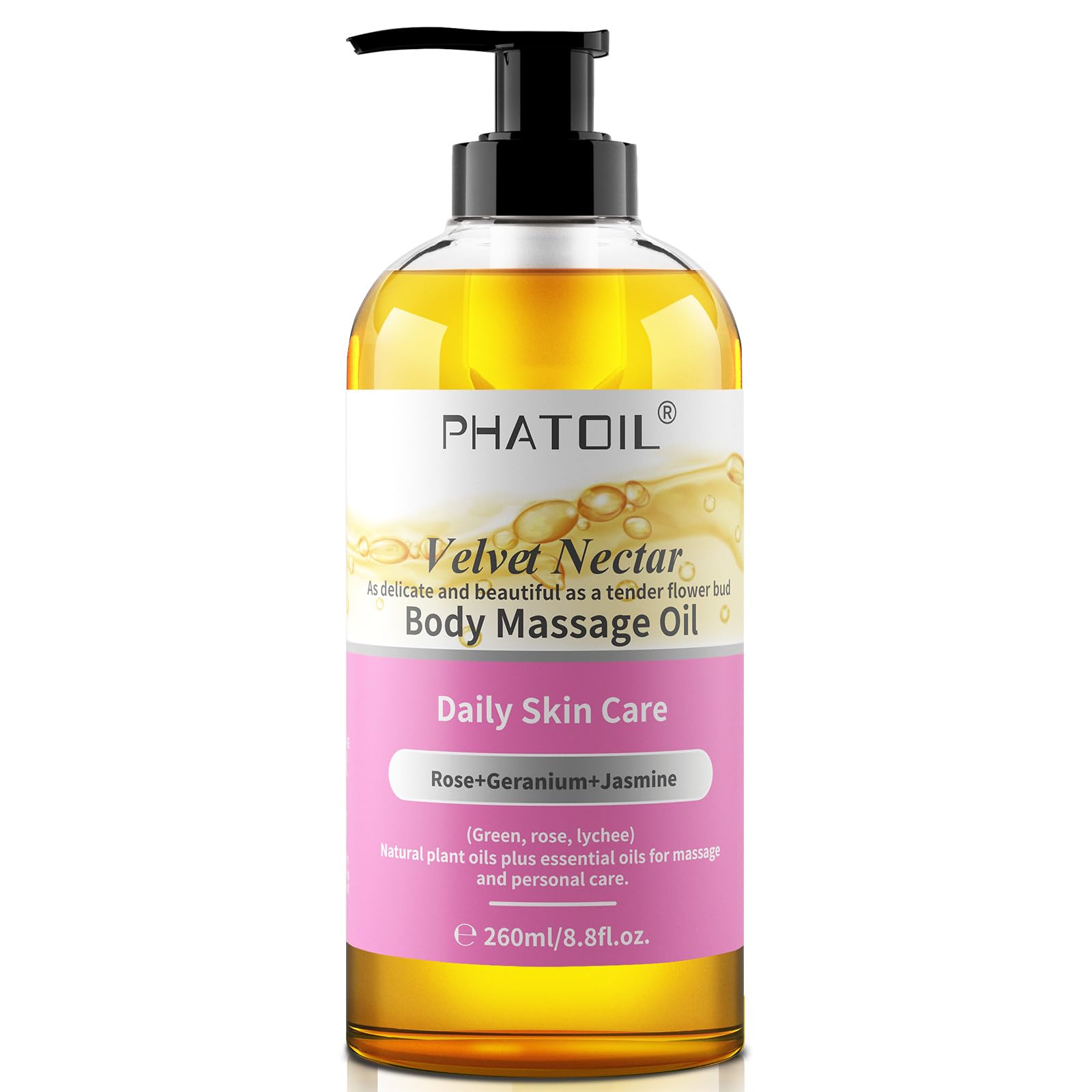 PHATOIL Velvet Nectar Body Massage Oil 260ml front view