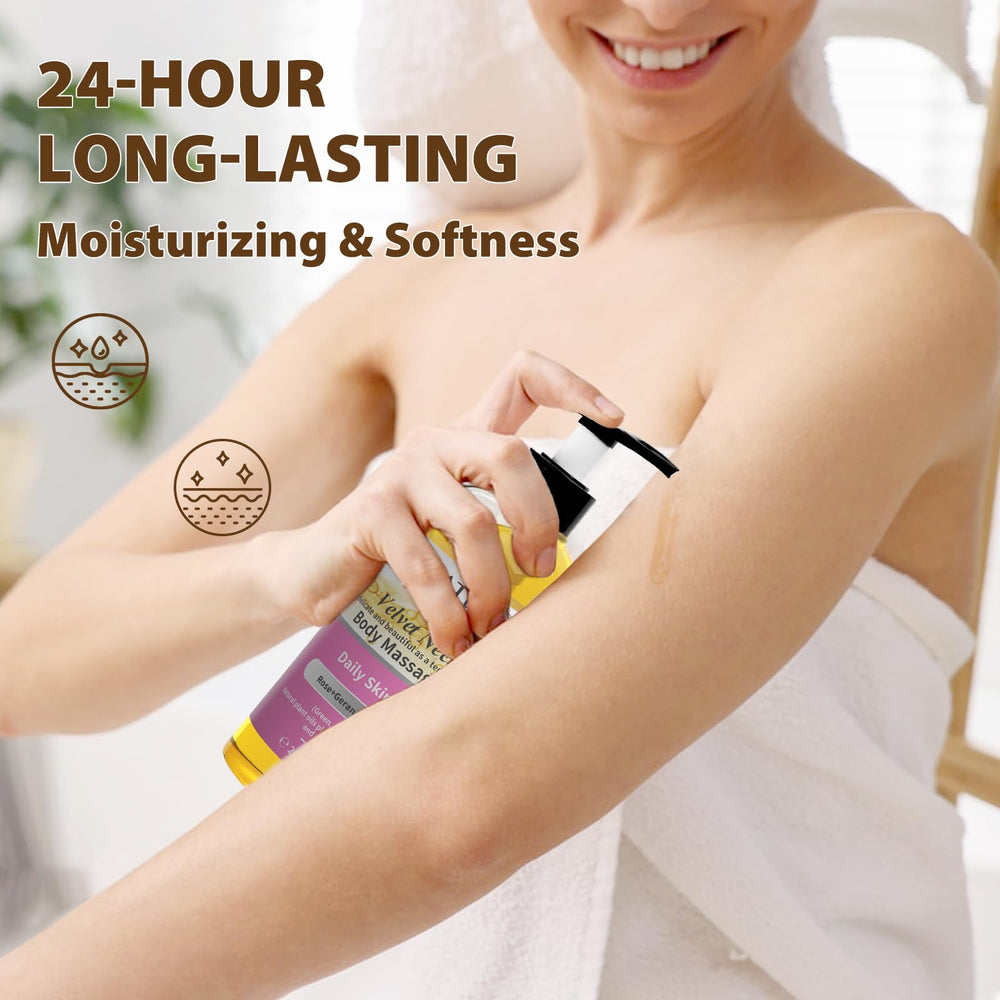 Massage oil being gently massaged into skin