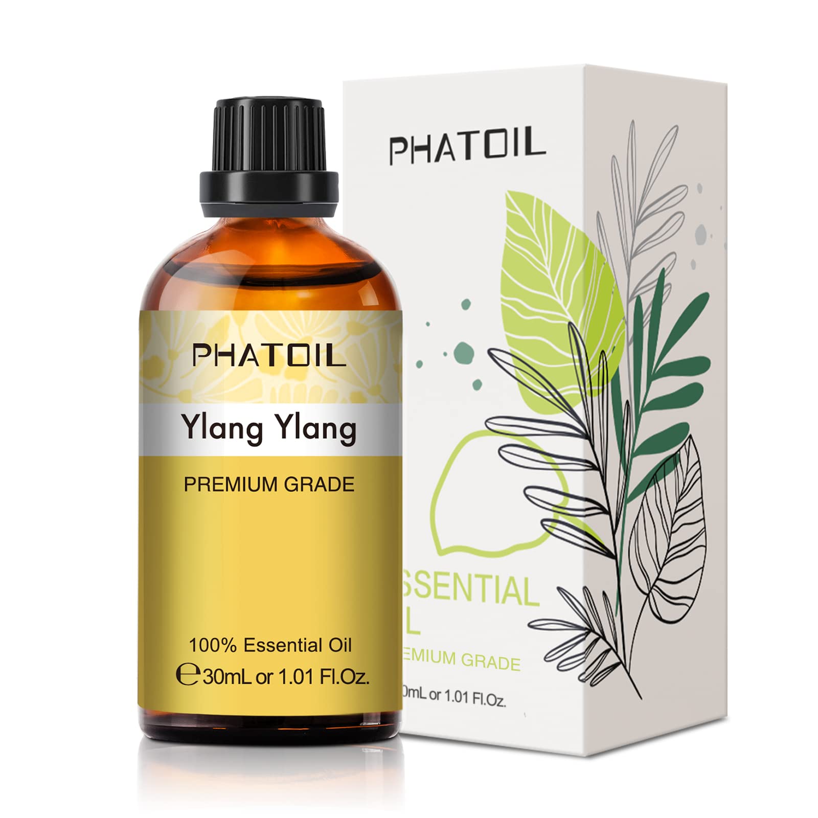 PHATOIL Ylang Ylang essential oil in 30ml amber bottle with dropper