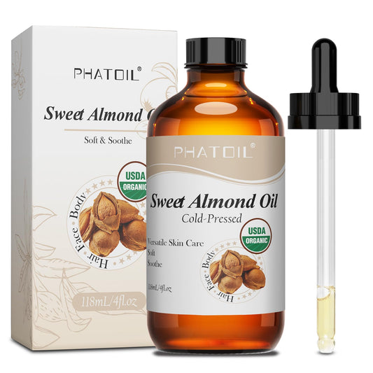 PHATOIL Organic Sweet Almond Oil 118 ml glass bottle with dropper