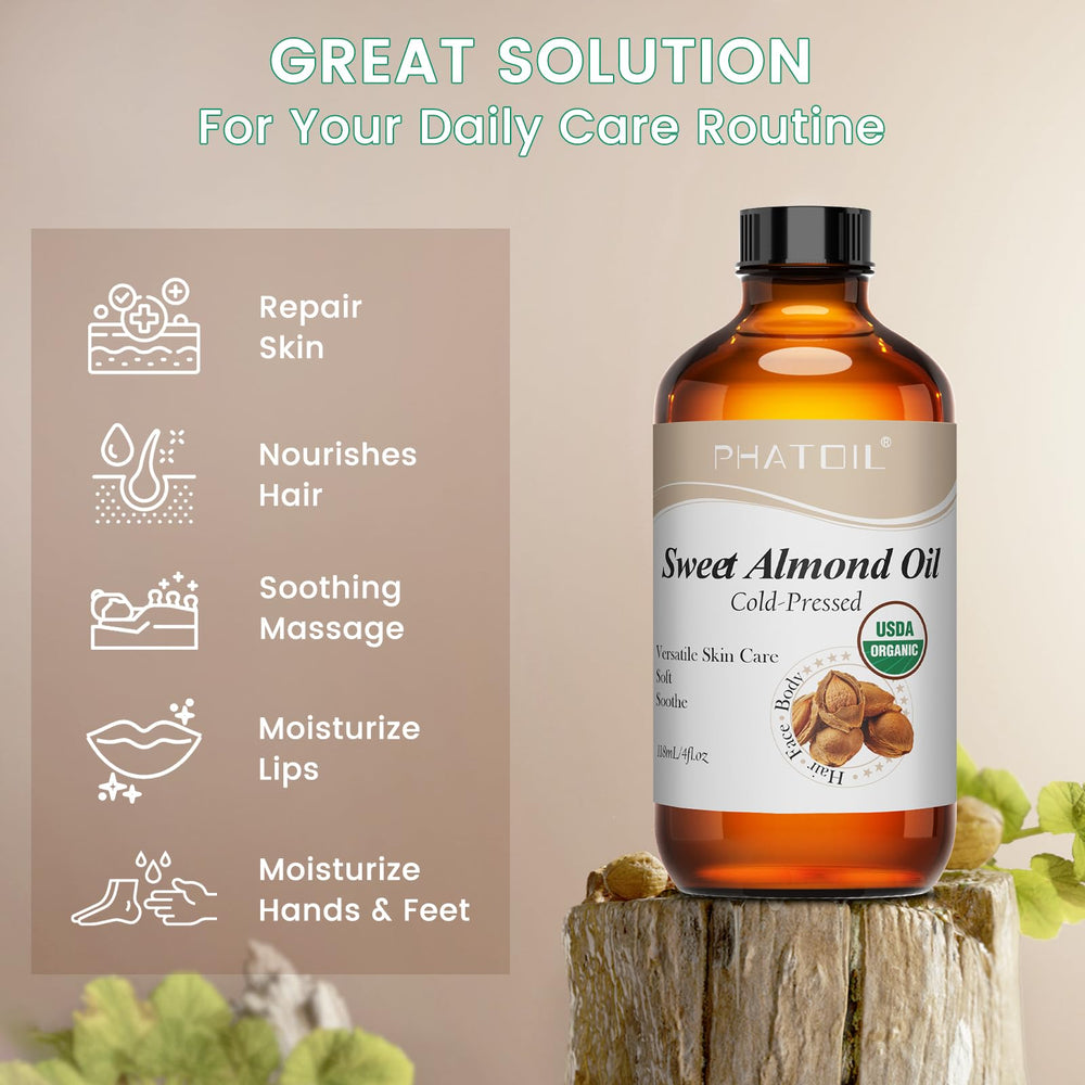 Storage and bottle details for PHATOIL almond oil