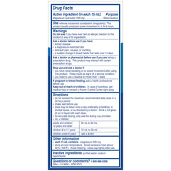 Phillips' Milk of Magnesia label highlights its non-stimulant formula for gentle relief.